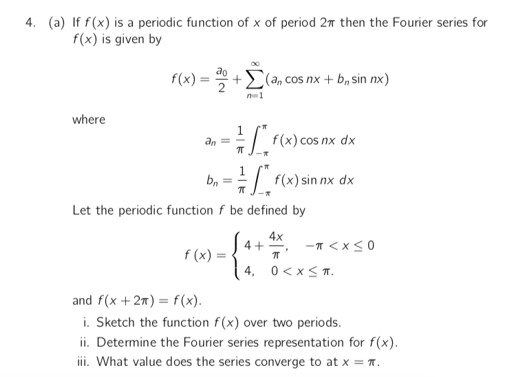 Solved 4 A If F X Is A Periodic Function Of X Of Peri Chegg Com