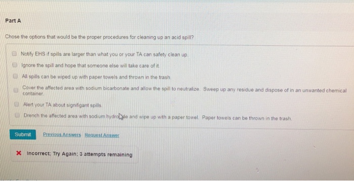 Solved Part A Chose the options that would be the proper | Chegg.com