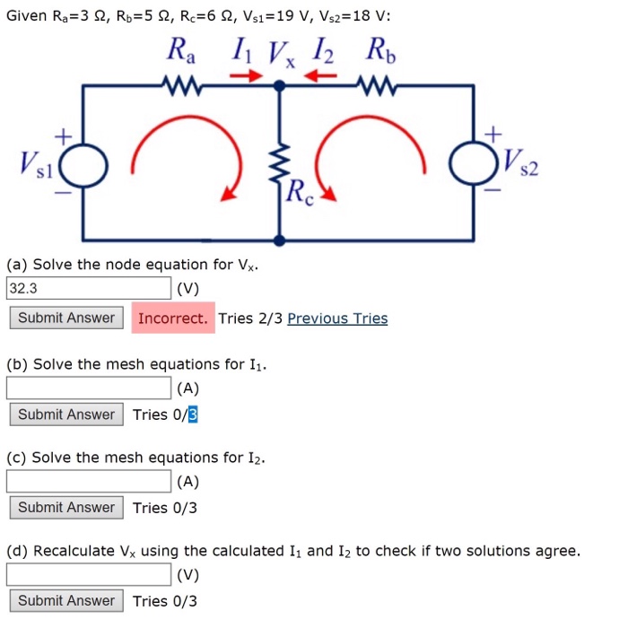 Solved Given Ra 30 R 5 W R 6 W Vs1 19 V Vs2 18 V S Chegg Com