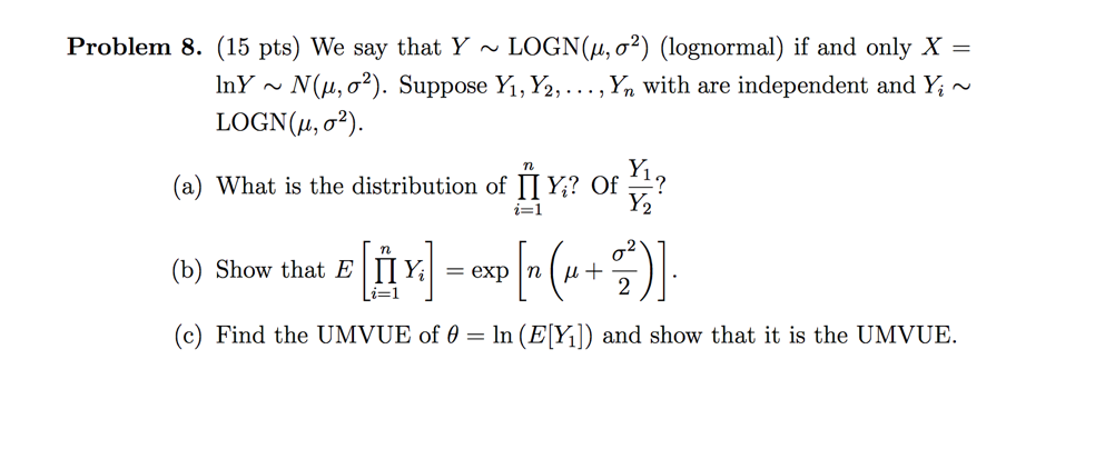 Solved Problem 8 15 Pts We Say That Y Logm 02 Log Chegg Com