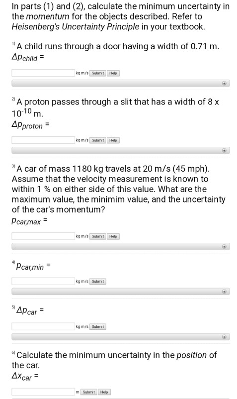 Solved In Parts 1 And 2 Calculate The Minimum Uncert