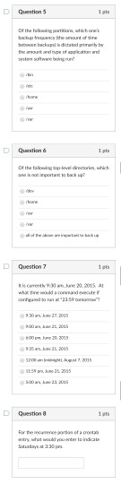Question 5 the failowing aartiar 1 pts D| questioná 1ets DI Question 7 20.2015 A coo 23 5 Question ot a onas o indicate