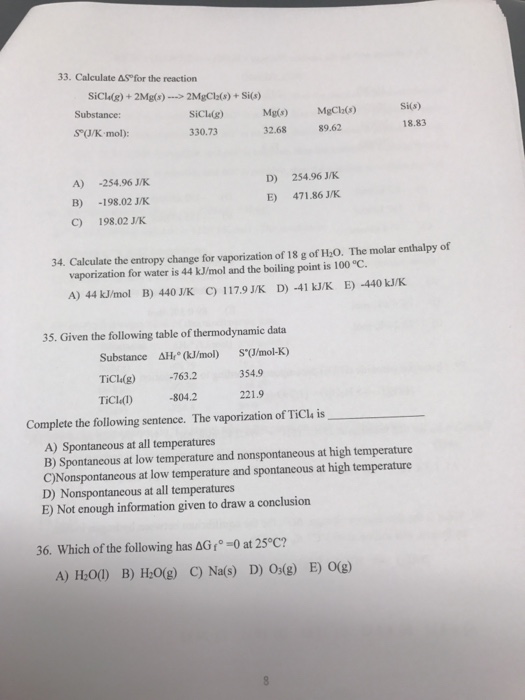 Solved Calculate Delta S Degree For The Reaction Sicl 4 G Chegg Com