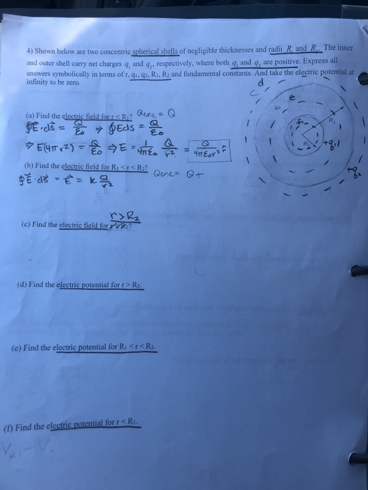 4 Shown Below Are Two Concentric Spherical Stells Chegg Com