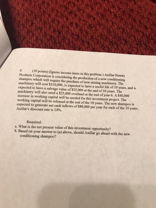 Solved 4 10 Points Ignore Income Taxes In This Problem