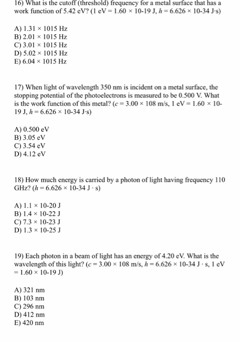 Solved 16 What Is The Cutoff Threshold Frequency For A Chegg Com