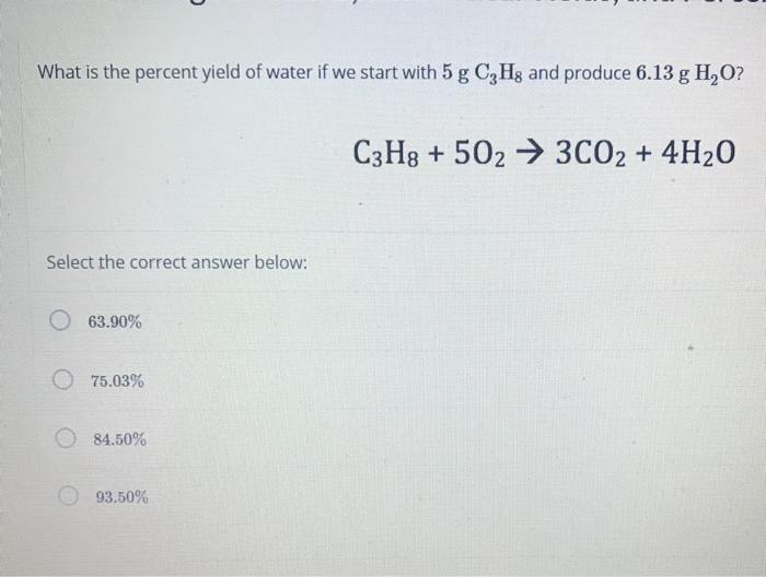 Percent yield calculation example picture