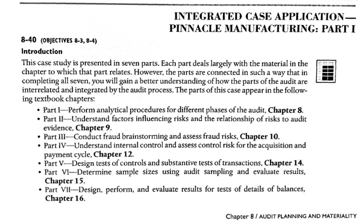 Integrated Case Application Nacle Manufacturing Chegg 