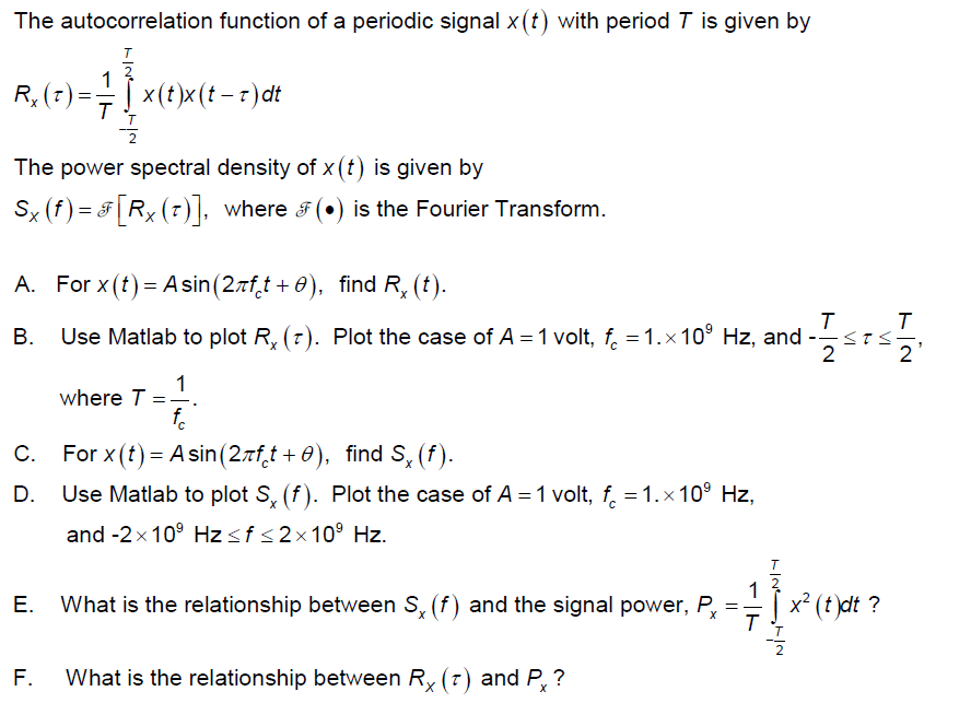 Solved The Autocorrelation Function Of A Periodic Signal Chegg Com