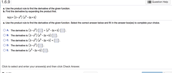 Solved 169 E Question Help A Use The Product Rule To F