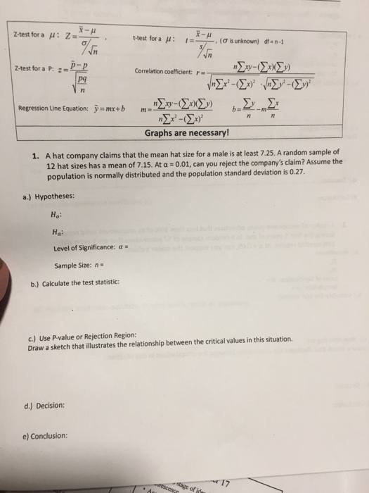 Solved Z Test For All Z T Test For A M 1 Sǐs Unknown Chegg Com