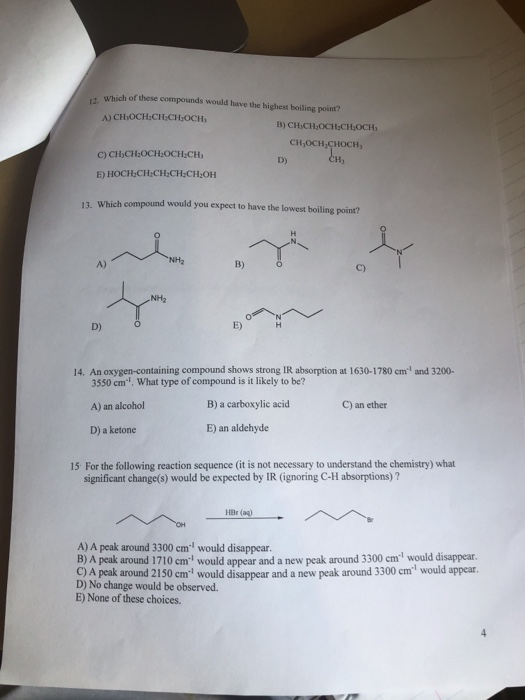Solved Which Of These Compounds Would Have The Highest | Chegg.com Solved Which Of These Compounds Would Have The Highest | Chegg.com