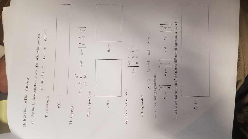 The Solved: Version ... Laplac Use Math Final Sample A 20. 285