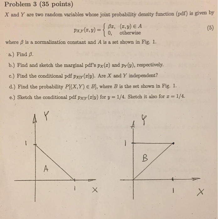 Solved X And Y Axe Two Random Variables Whose Joint Proba Chegg Com