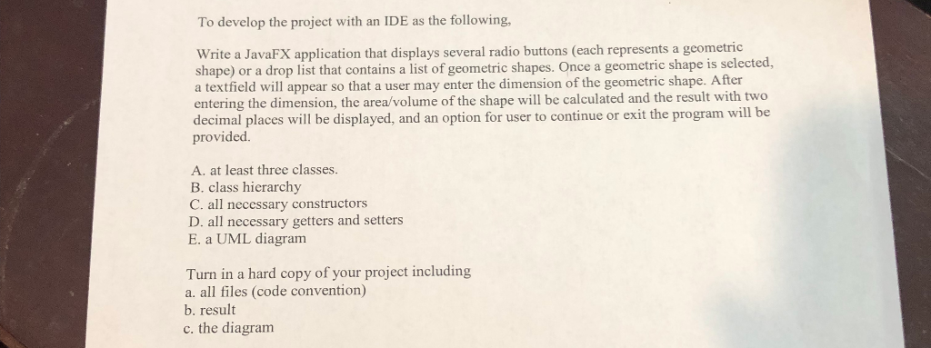 To develop the project with an IDE as the following, Write a JavaFX application that displays several radio buttons (each rep