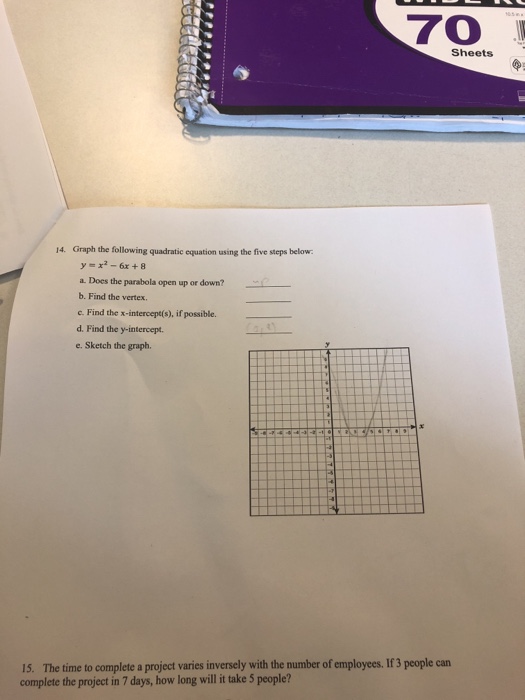 Solved 70 Sheets 14 Graph The Following Quadratic Equati Chegg Com