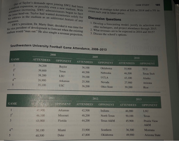 Case study forecasting attendance at swu 03 picture
