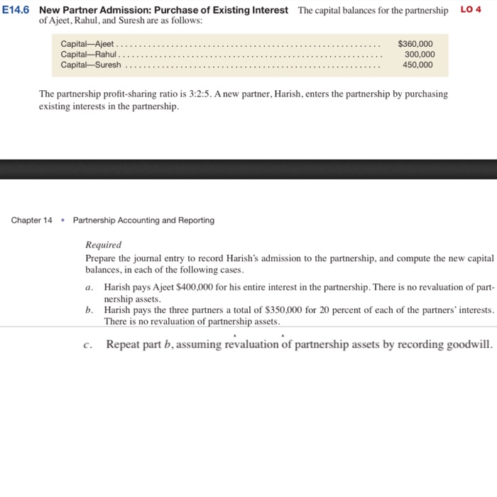 E14 6 New Partner Admission Purchase Of Existing Chegg Com