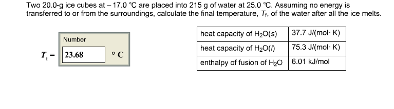 Two 20 0 G Ice Cubes At 17 0 C Are Placed Into 215 G Chegg 