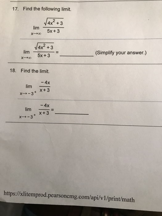 solved-find-the-following-limit-lim-x-rightarrow-infinit-chegg