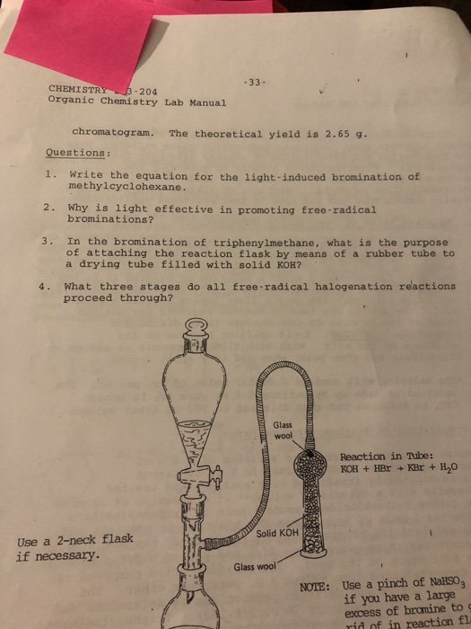 Solved 33 Chemistr Organic Chemistry Lab Manual 4 Ch Chegg Com