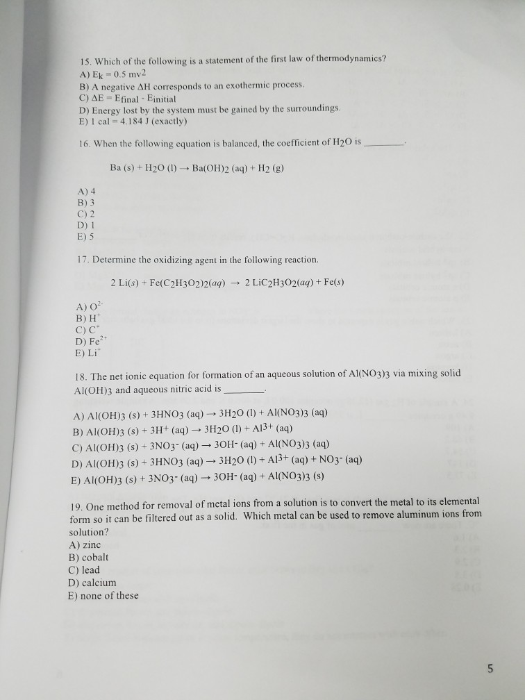 Solved 15 Which Of The Following Is A Statement Of The F Chegg Com