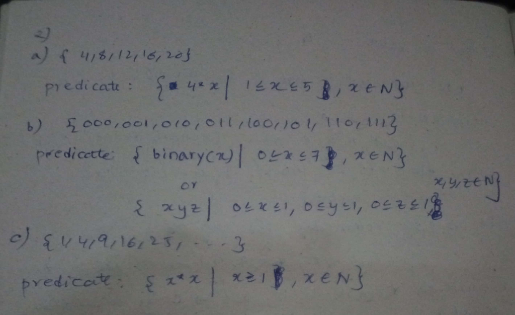 Solved 2 Write Following Sets Predicate Form 4 8 12 16 20