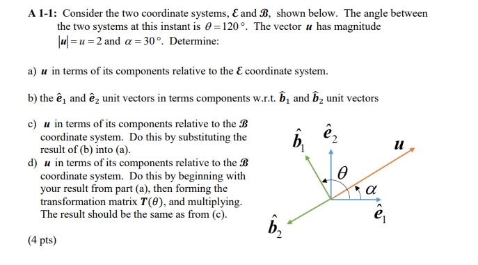 Solved A 1 1 Consider The Two Coordinate Systems E And Chegg Com