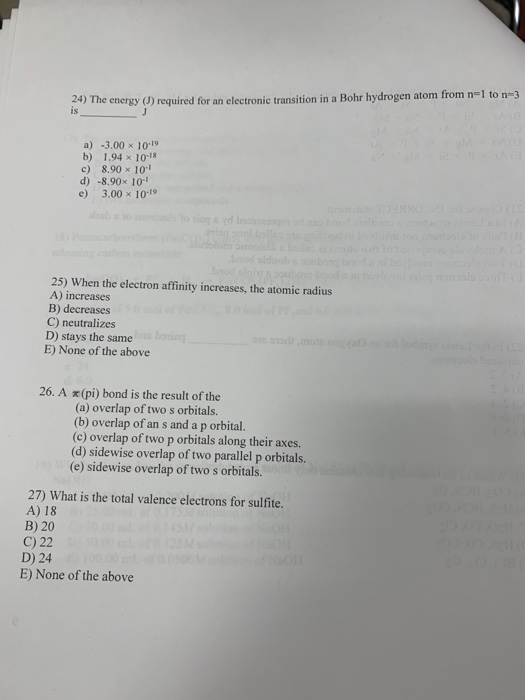 Solved 24 The Energy J Required For An Electronic Tran Chegg Com