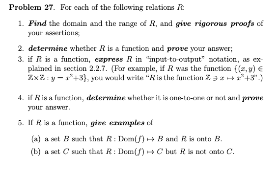 Solved Problem 27 For Each Of The Following Relations R Chegg Com