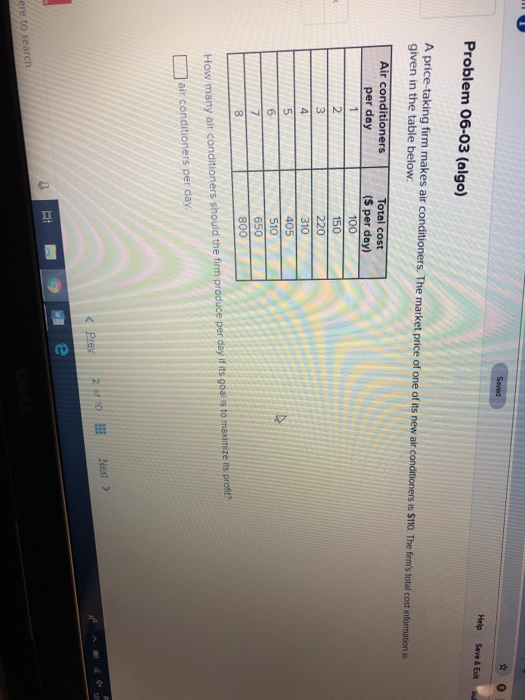 Help Problem 06 03 Algo A Price Taking Firm Makes Chegg Com