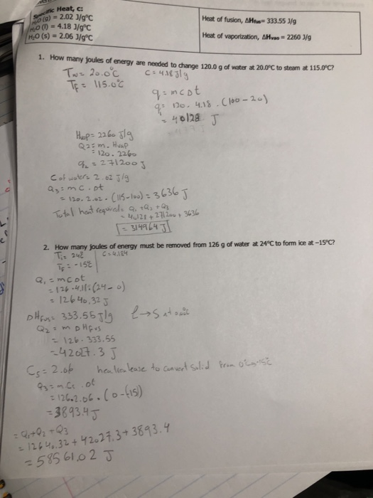 Heat C G 2 02 G C 0 4 18 J G C Heat Of Fusion Chegg Com