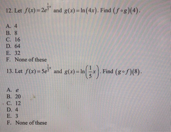 Solved 12 Let X 2a And G X Ln 4x Find Fee 4 Chegg Com