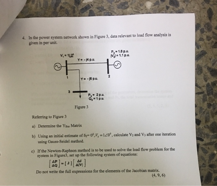 Solved 4 In The Power System Network Shown In Figure 3 Chegg Com