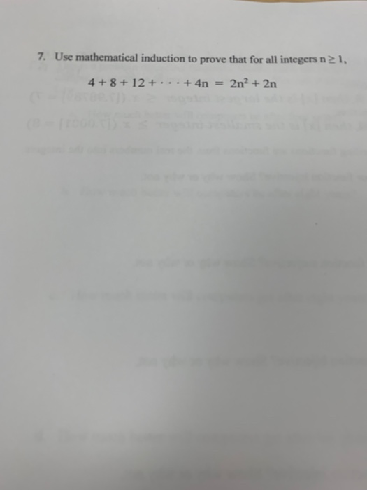 7. Use mathematical induction to prove that for all integers n 21, 4+8+12+...+4n-2n2+2n