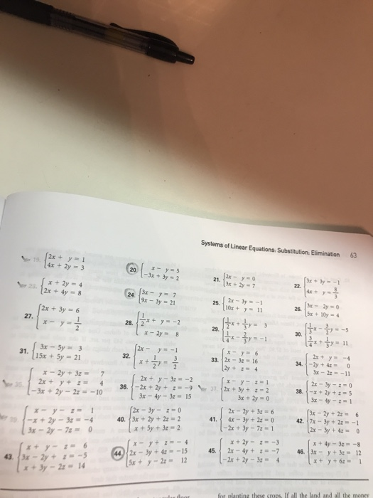 Solved Systems Of Linear Equations Substitution Elimination Chegg Com