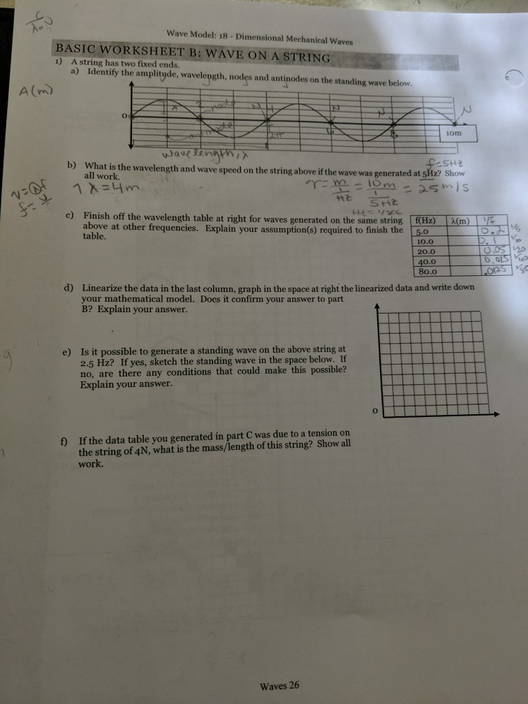 Solved Wave Model 18 Dimensional Mechanical Waves Basic Chegg Com