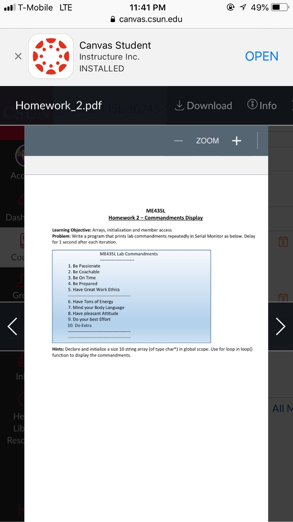 Canvas homework login picture