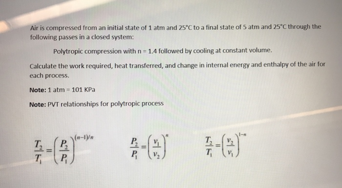 Solved Air Is Compressed From An Initial State Of 1 Atm A Chegg Com