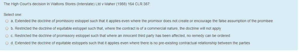 Solved The High Court S Decision In Waltons Stores Chegg Com Solved The High Court S Decision In Waltons Stores Chegg Com