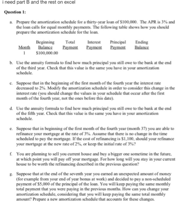 solved i need part b and the rest on excel question 1 pre excel loan amortization schedule in months