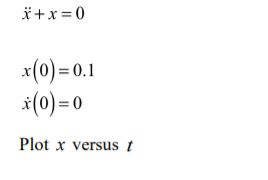 x+x=0 x(0)=0.1 x(0) = 0 Plot x versus t