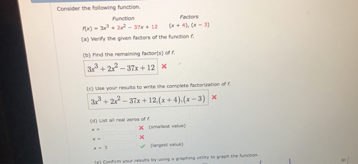 Solved Consider The Following Function Function Factors X Chegg Com