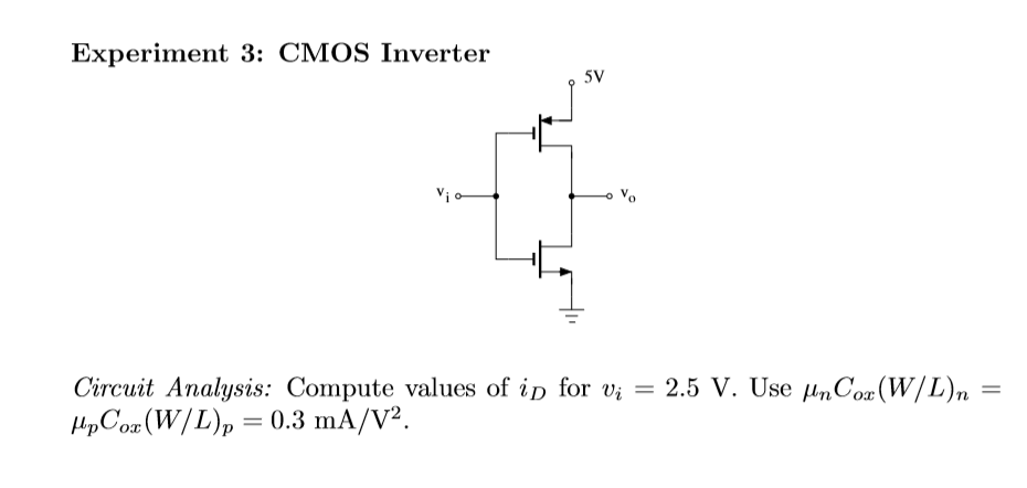 Solved Experiment 2 Nmos Inverter 2 2k Circuit Analysis Chegg Com