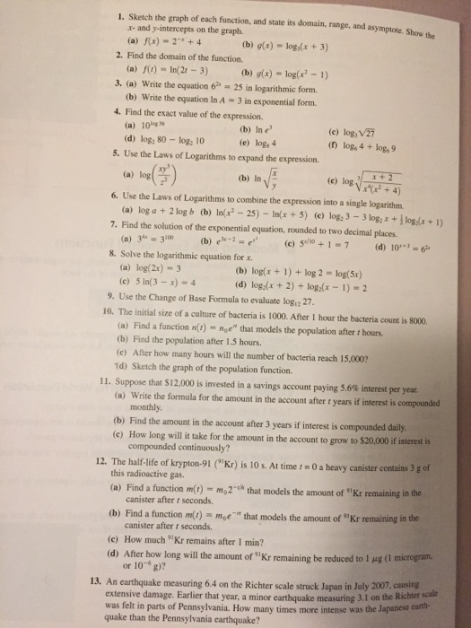 Solved 1 Sketch The Graph Of Each Function And State It