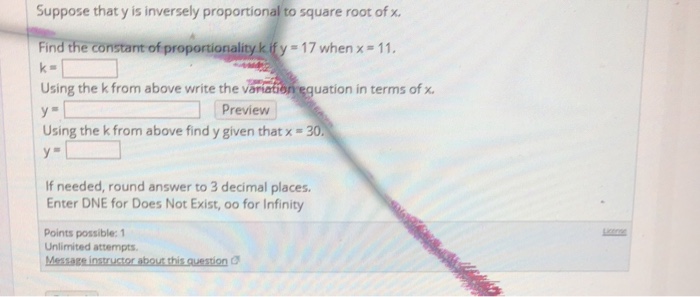 Solved Suppose That Y Is Inversely Proportional To Square Chegg Com