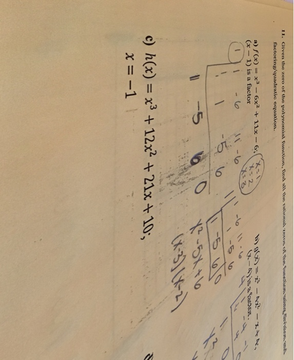 Factoring Quadratic Equation A F X X3 6x2 Chegg Com