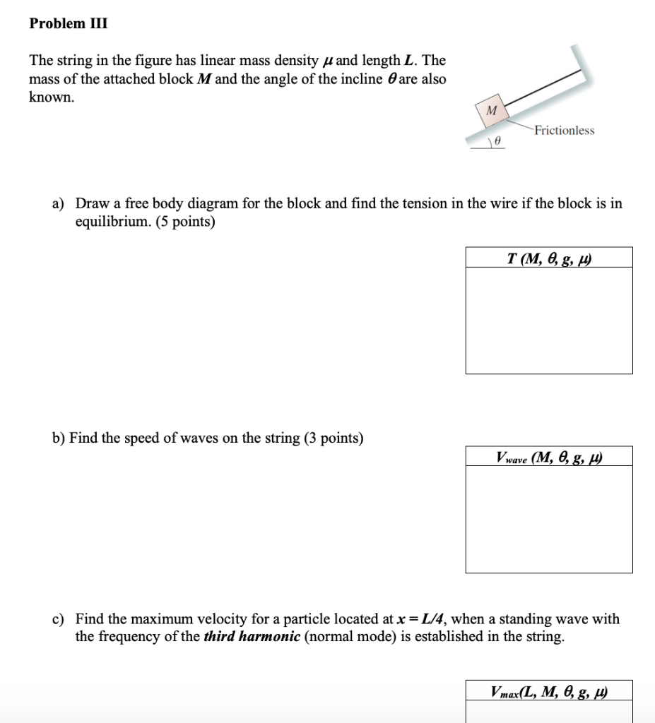 Solved The String In The Figure Has Linear Mass Density µ Chegg Com