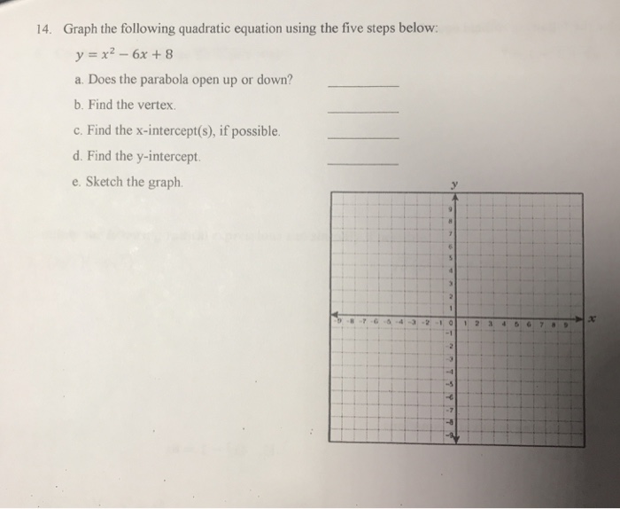 Solved 14 Graph The Following Quadratic Equation Using T