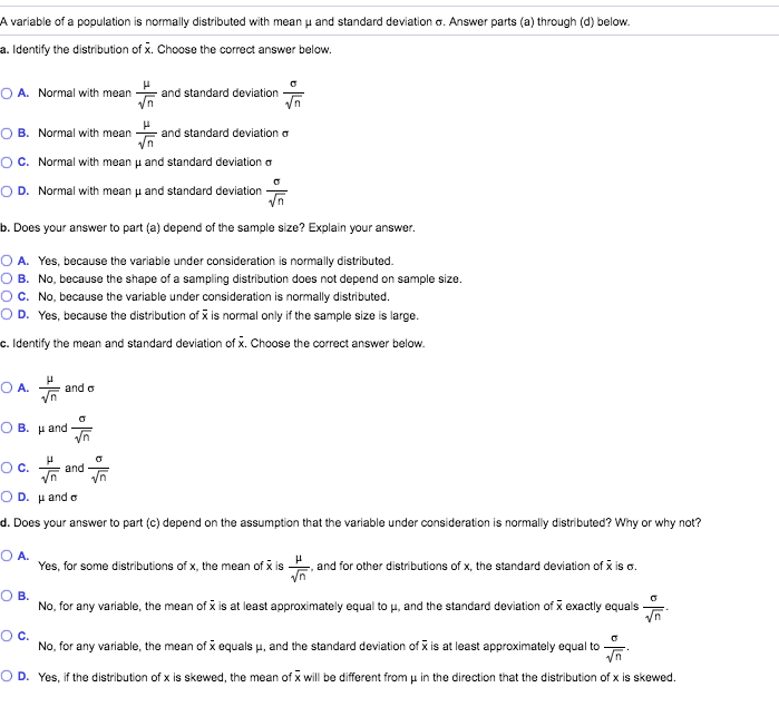 A Variable Of A Population Is Normally Distributed Chegg Com